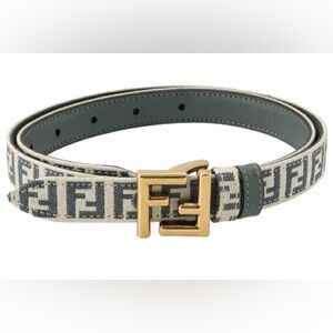 Fendi FF Woven Fabric & Leather Reversible Double Side Belt original price $550